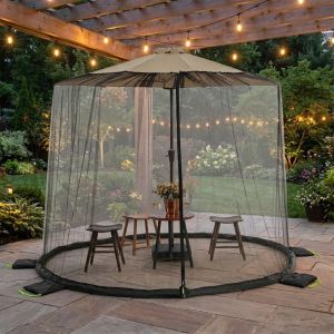 YANGS Breathable Patio Umbrella Netting Easy Installation Bug Protection Outdoor Canopy Netting Durable Polyester Mesh Insect Screen Netting Garden