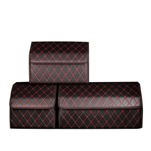 Car Trunk Storage Vehicle Organizer Box Foldable Collapsible Bag PU Leather Portable Collapsible Simpanan Bagasi