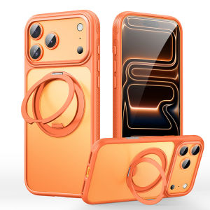 360 ° Rotating Stand Magnetic matte Phone Case For iPhone 17 Air 17 Pro Max 16 Pro Max 16e 15 14 13 Pro Max 16 Plus Shockproof Back Cover Magnet Bracket Casing
