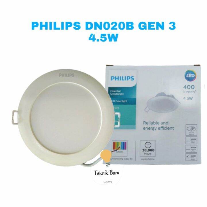 LAMPU DOWNLIGHT LED PHILIPS DN020B 4.5W 4.5 WATT GEN3 INBOW SNI HIAS ...