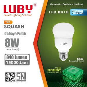 Lampu LED Bulb 8W Luby Squash Cahaya Putih Terbaru