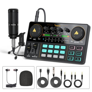 MAONO AM200-S1 Sound Card Microphone Set Professional Live Broadcast Sound Card Mixer for Mobile Phone Computer PC Youtube Tik-Tok