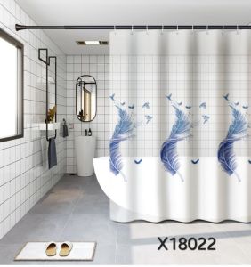 (Tebal)Tirai kamar mandi anti air bahan PEVA lengkap dengan pengait/Curtain Shower