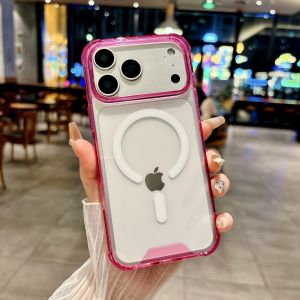 Transparent Magnetic Case for iPhone 17 16 15 14 Pro Max Plus for Magsafe for iPhone 13 12 11 Four-corner Shockproof Clear Cover