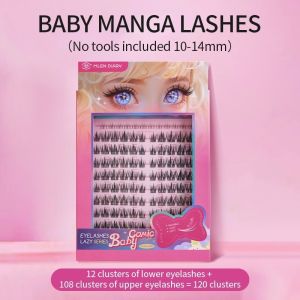 MLEN DIARY Softer DIY 3D Baby Manga Natural False Eyelashes Cluster D Curl Reusable 9-12MM Lashes