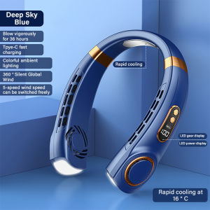 Portable Neck Fan Cooler Hands Free Bladeless Hanging Sport Cooling Fan USB Rechargeable 3 Wind Speed Select Mute Sports Fans