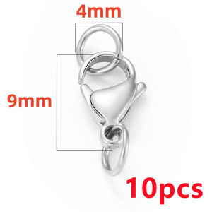 10 cái kẹp tôm hùm thép không gỉ với vòng nhảy cho chuỗi dây Tự Làm Vòng Cổ Vòng tay làm đồ trang sức phát hiện nguồn cung cấp kết nối