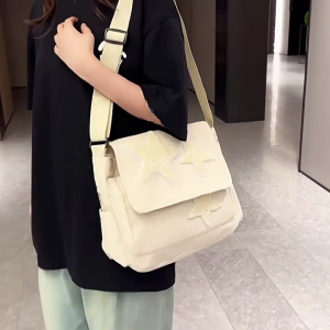 Fashion Bag Book Bags Shoulder Bag with Star Pattern Crossbody Bags for Girl Teen Versatile Large Capacity Messenger Bag