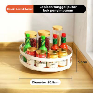 Kaman Rak Bumbu Stainless Steel Putar 360 Derajat Rak Bumbu Dapur 3 Susun Tempat Bumbu Dapur Serbaguna Rak Penyimpanan Dapur