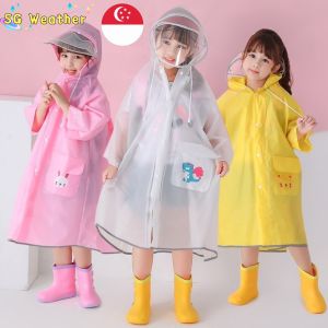 Children Raincoat Wateproof Childrens Rain Poncho Rain Coat Jacket with Backpack Position Boys Girls Clear Raincoat Kids Raincoat (SG Seller)