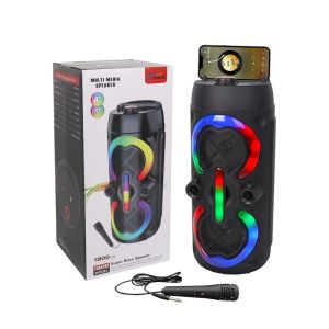 [UEB Mall] Portable Subwoofer Music Player with Mic & Radio Heavy Bass Sound Speaker 1200mAh Audio Loud Speaker for Home Gathering Party