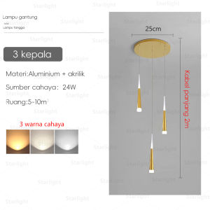 Lampu gantung panjang tangga Skandinavia modern dipimpin lampu langit-langit tinggi lampu gantung tiga warna lampu gantung restoran vila lampu gantung berputar