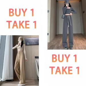 Buy 1 Take 1 Drawstring Pants For Women Baggy High Waist Pants Black Long Trouser Breathable Comfort【free size waist 24-30】