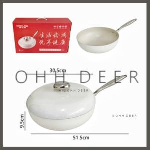 OHHDEER 30CM Cobblestone Frying Pan Maifan Stone Non-Stick Pan Milk Pan Flat Bottom Pan Induction Cooker Pot With Cover