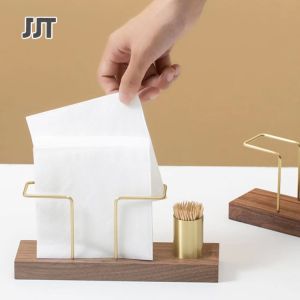 JJT ที่ใส่กระทิชชู ไม้เนื้อแข็ง ที่ใส่ทิชชู่แบบเรียบง่าย แนวตั้ง ที่ใส่กระดาษชำระ คาเฟ่ ห้องรับประทานอาหาร โต๊ะอาหาร ที่ใส่ผ้าเช็ดปาก