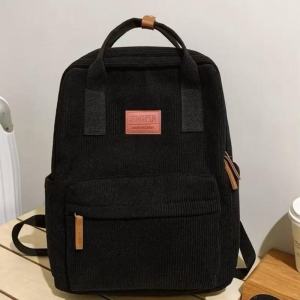 CATHERINE BAGS#9917 Korean style 15inches corduroy backpack features a large zipper compartment and zipper closure