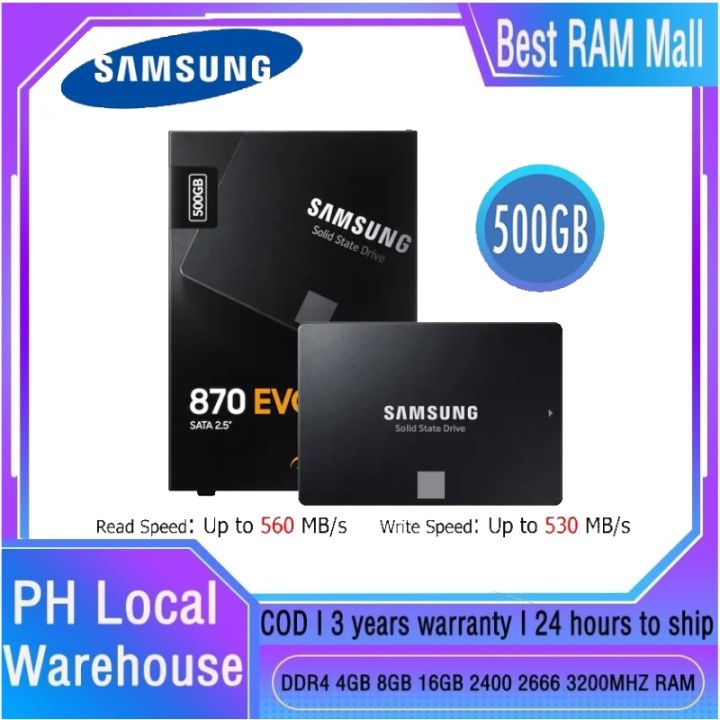 【Free shipping】Samsung 870 Evo SSD SATA III 128GB 250GB 500GB 1TB V