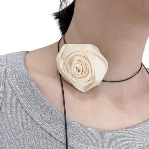 Vintage Rose Flower Collar Necklace Fashion Choker Long Lace-up Necklace Elegant Clavicle Chain Necklace Party