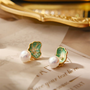 Summer New Earrings Jewelry Shell Pearl Enamel Craft 925 Silver Needle Earrings Fashion Versatile Drop Earrings