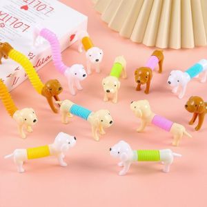 INTOONE 12Pcs Plastic Stretchable Dog Toy Interactive Play Random Color Pop Tube Dog Toy Fun Versatile Styling Sensory Squeeze Toys Party Favors