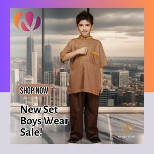 BAJU STELAN ANAK LITTLE BOY NIBRAS NSAL 58 MOCCA / BAJU KATUN ANAK SET ATASAN & CELANA UMUR 1 TAHUN FRESH & CUTE