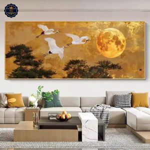Tranh Tùng Hạc Niên Diên Tranh Canvas Tranh Tráng Gương Tranh Phòng Khách Tranh Phong Thủy