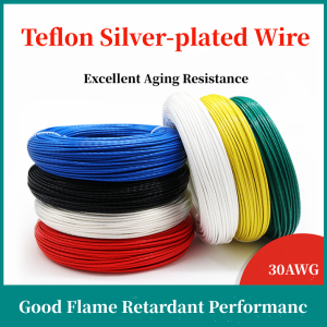28AWG Teflon Silver Plated PTFE Wire High Temp High Purity OFC Copper Cables (20/5Meter)