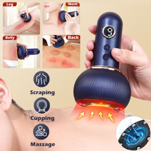Electric Scraping Cupping Massager 9 Levels Negative Pressure Heating GuaSha Vacuum Suction Cup Anti-Cellulite Fat Burner Body Slimming Device