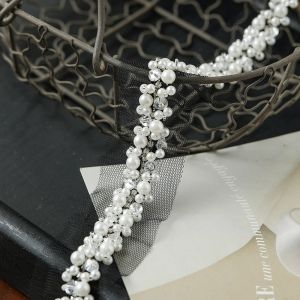 CRUSHES Rhinestone Pearl Beaded Trim Width 3.5/4cm Pearl Beaded Lace Trim Ribbon Decoration Applique Applique Trimming DIY Sewing