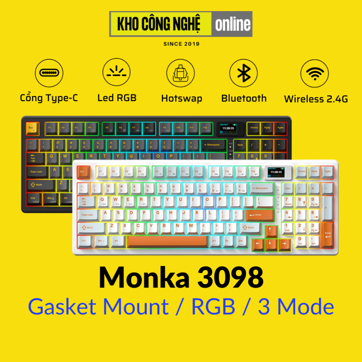 MONKA 3098 - Bàn phím cơ MONKA 3098 Có Màn Hình, Mạch Xuôi, Led RGB ...