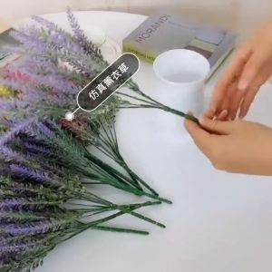 Violet Imitation Lavender Artificial Flower Home Display Desktop Decoration Wedding Props 5 Fork