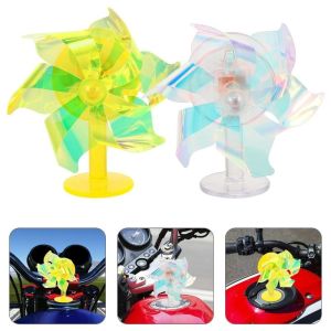 DOUBLEL 2Pcs Wind Powered Motorcycle Handlebar Windmill Colorful Car Decoration Bicycle Helmet Decorations Function Light-Up Wheel Motorcycle Handle Decorations For Running