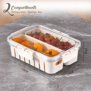 Locaupin Food Container Washing Fruit Vegetable Storage Locking Lid Fridge Organizer Removable Compartment Drainer Bin