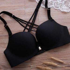 INTIMA 【Bra and Bra Set】Simple Push Up Front Closure Bra for Women Underwear Comfort Wireless Lingerie Adjusted Seamless Cross Beauty Back Bralette Plus Size C Cup