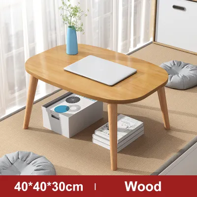 Elliptic Table Meja Shape Coffee Tea Simple Mini Living Room Small Wood Table Wood Table Corner Nordic Sofa Kopu Side Table for Bedroom Living Room