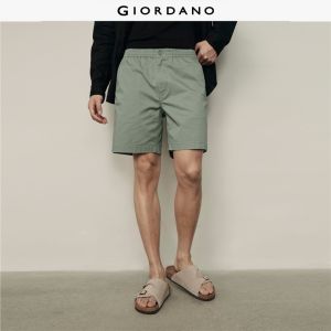 Giordano Men Button elastic waist solid color shorts Free Shipping 01105532