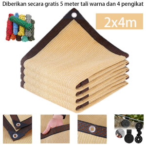 Paranet 99% Anti-UV Jaring Lebar 2/3/4/5/6 Meter Bermanfaat untuk KeluargaTahan Panas Untuk Taman/Rumah/Kendaraan Cukup Sejuk seperti Di Puncak Gunung Gratis Tali + Klip