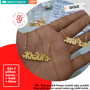 Kalung Nama - Zedd Jewelry: Warna Silver dan Emas Tahan Lama Anti Karat - Cantik Berkualitas Cocok Untuk Kado Hadiah - Mifta Necklace: Titanium 18K Gold Plated - COD Bayar Di Tempat