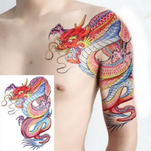 Shoulder Waterproof Temporary Tattoo Sticker Cool Dragon Body Art Fake Man Half Arm Tattoos Sleeve Men Personality Tatoo h260819