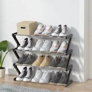TEMPAT PENYIMPAN SANDAL SEPATU TINGKAT FLAT SHOES RAK SUSUN 4 TINGKAT SERBAGUNA / RAK SEPATU ZIGZAG/ RAK SANDAL SEPATU 4 SUSUN SERBAGUNA Z SHAPE SHOE RACK / RAK SEPATU 4 TINGKAT SERBAGUNA MINIMALIS Z SHAPE SHENAR