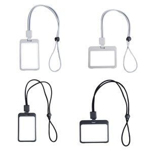 Card Holder with Lanyard Holding 2 Cards Identity Card Badge Holder with Retractable Badge Reel Double Side Card Sleeve