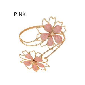 Elegant Enamel Glaze Flower Bracelet Adjustable Floral Open Arm Bangle Cuff Armlet Armband Gift