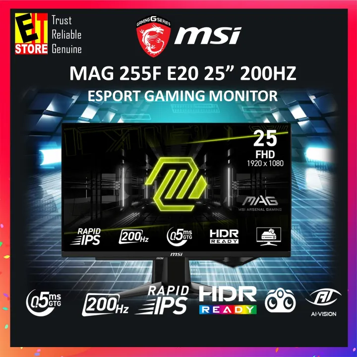 MSI MONITOR MAG 255F E20 25" 200HZ 0.5ms / MAG 275F E20 27" 200HZ /1ms - ESPORT GAMING MONITOR - IPS , FHD ,AMD FREESYNC , DP & HDMI X2 ( 3YRS WARRANTY)
