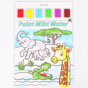 DIY Kids Crafts Paint With Water Coloring Book for Art Activity Party Educational Toys 6 page Drawing Book with Pigment and Brush