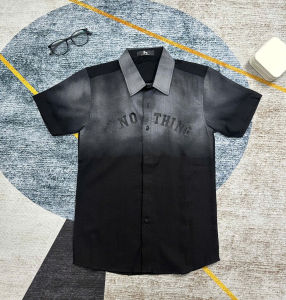 Áo sơ mi nam tay ngắn chất vải đũi CAO CẤP phối loang in họa tiết chữ siêu đẹp chuẩn shop mẫu mới giá rẻ