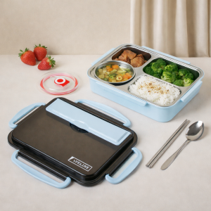 NexXIO Lunch Box Kotak Makan 4 Sekat Stainless Steel / Lunch Box Stainless Tahan Panas & Anti Tumpah