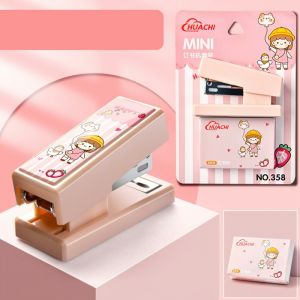 Máy dập ghim bấm mini sắc màu kèm hộp 400 ghimDập ghim có thể xoay được 360 độ-HAUSE