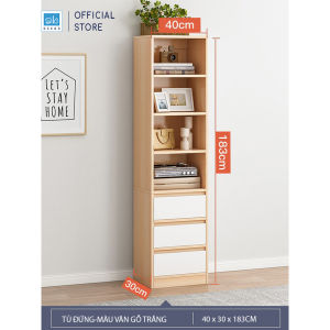 Tủ Gỗ Để Sách Kệ Hồ Sơ Văn Phòng Có Cửa Kính Ngăn Kéo Đơn Giản Hiện Đại SIB Decor KG44