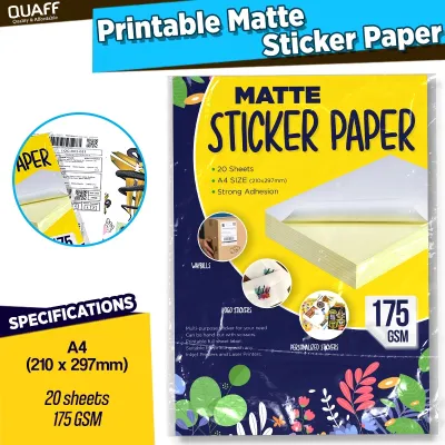 Kertas Stiker Foto Inkjet Label Matte & Kraft 175Gsm Ukuran A4 (20 lembar per bungkus)