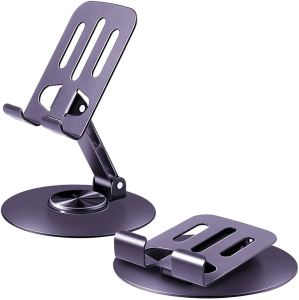 Carbon steel all Metal phone holder stand Folding adjustable Desktop Live Phone Tablet Stand cellphone Holder 360° Rotating Phone Stand